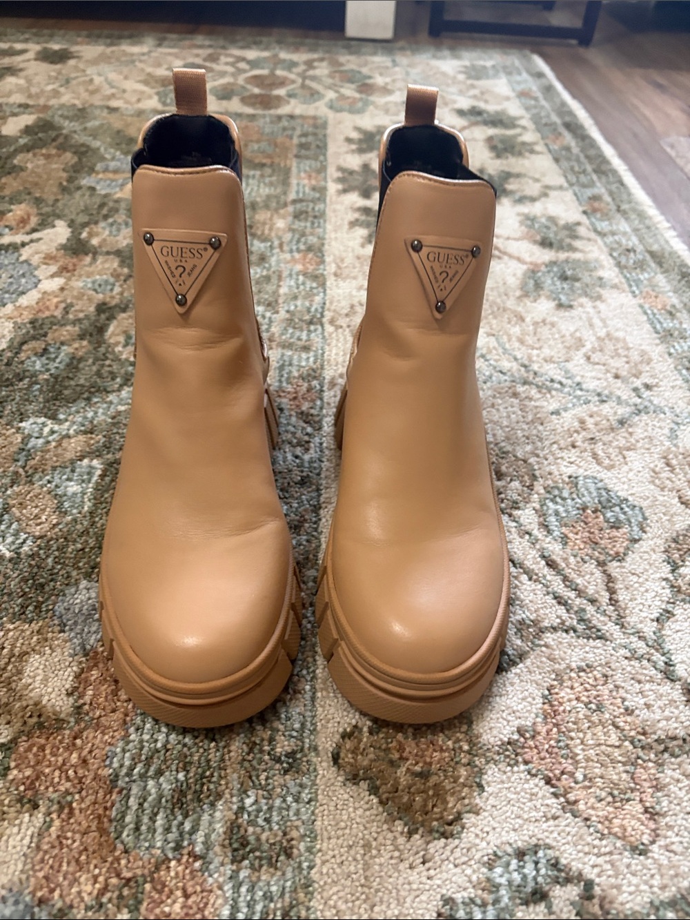 GUESS Women's Camel Platform Chelsea Booties